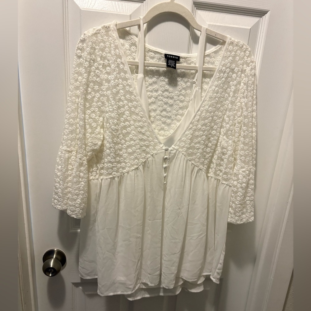 Torrid Cream Lace Blouse